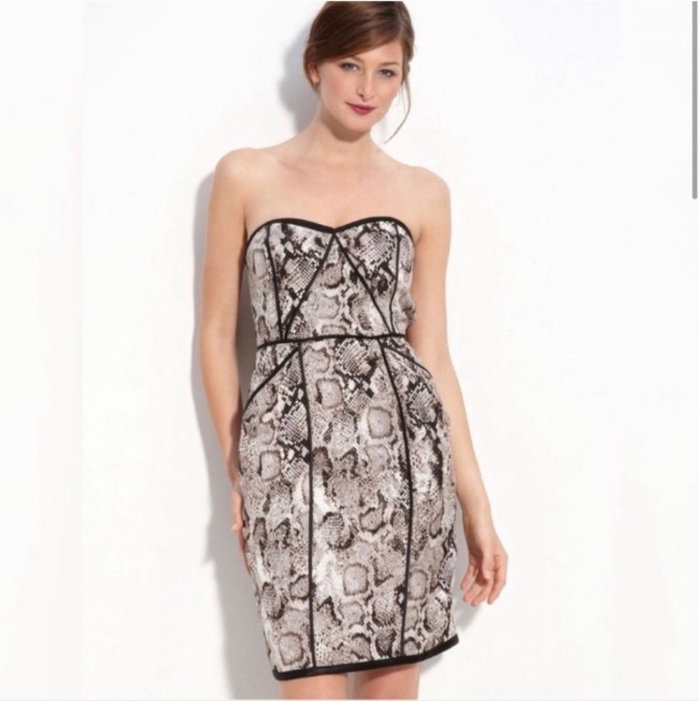 Bcbgmaxazria Python Print Shana Strapless Bustier… - image 1